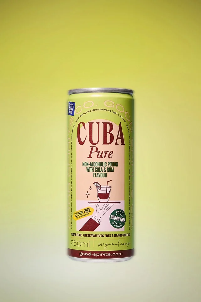 Cuba Pure can on a chartreuse gradient